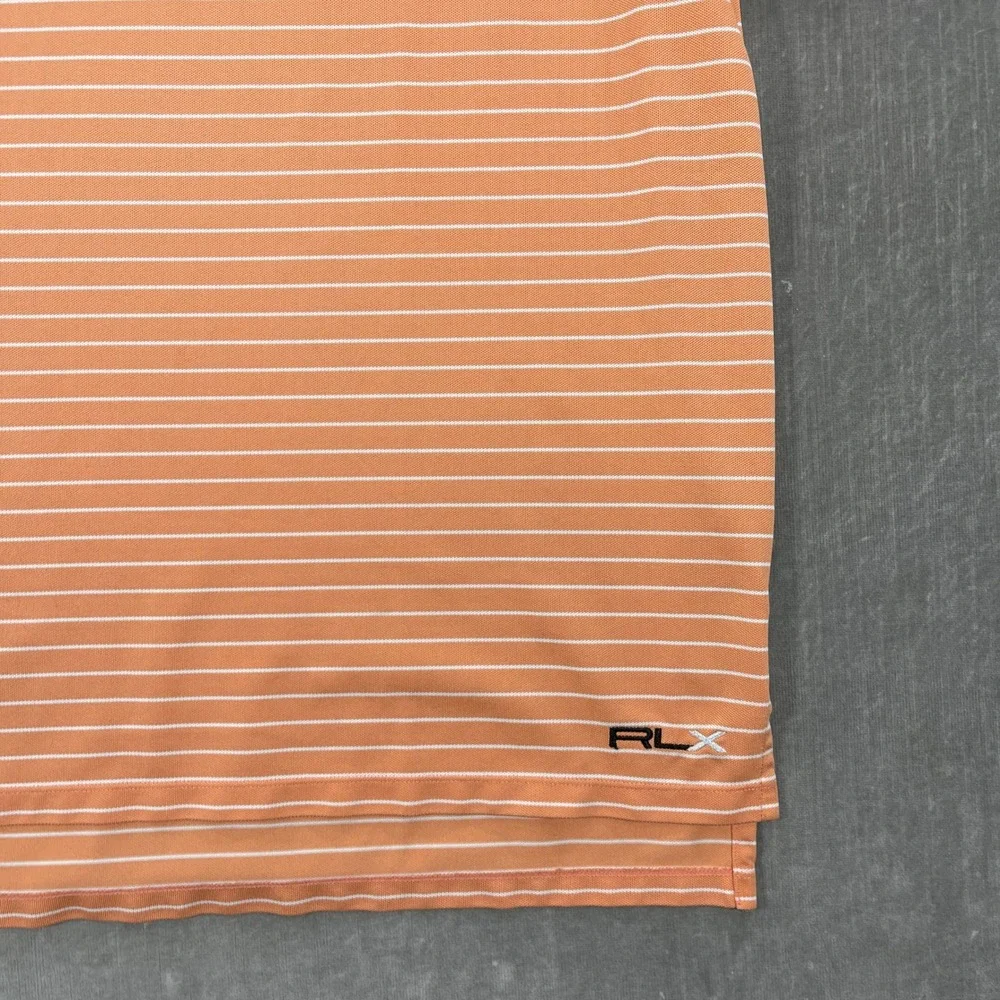 RLX Ralph‎ Lauren Men's Large Striped Orange Athletic Golf Polo Shirt